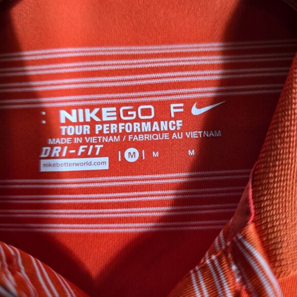 Nike Golf Tour‎ Performance Men's Medium Orange Striped Dri-Fit Polo Shirt - Picture 4 of 5